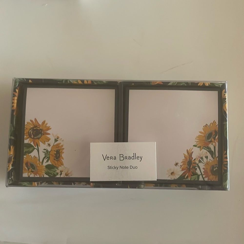 Vera Bradley Yellow Sunflower Sticky Notes and Holder